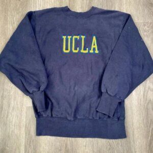 Vintage 80’s UCLA Champion Reverse Weave Crewneck Sweatshirt L‎ Made USA Blue